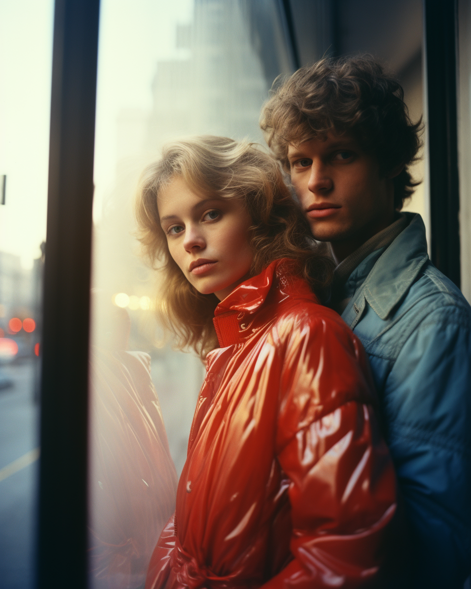 Stylish couple on morning street