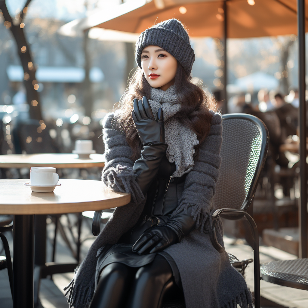 Beautiful Korean Woman in Winter Fashion