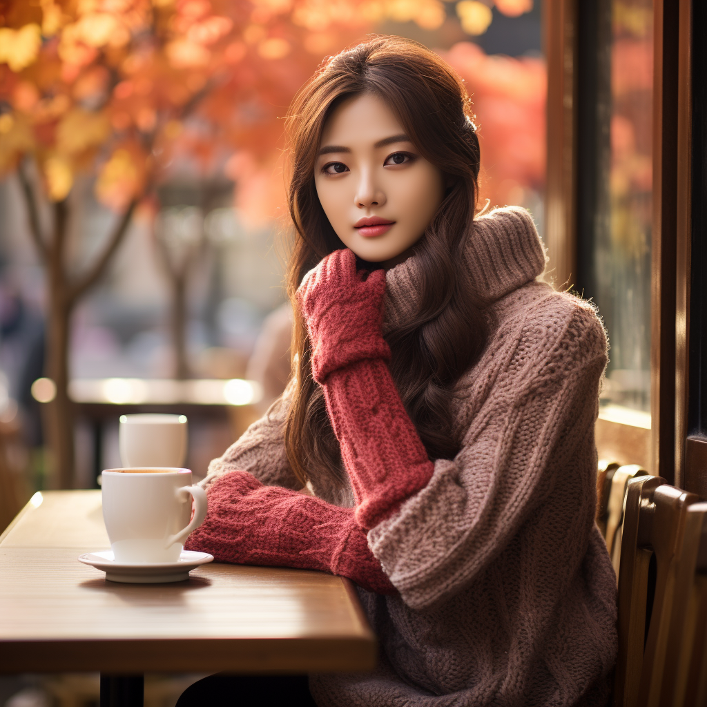 Stylish Korean woman in fall fashion