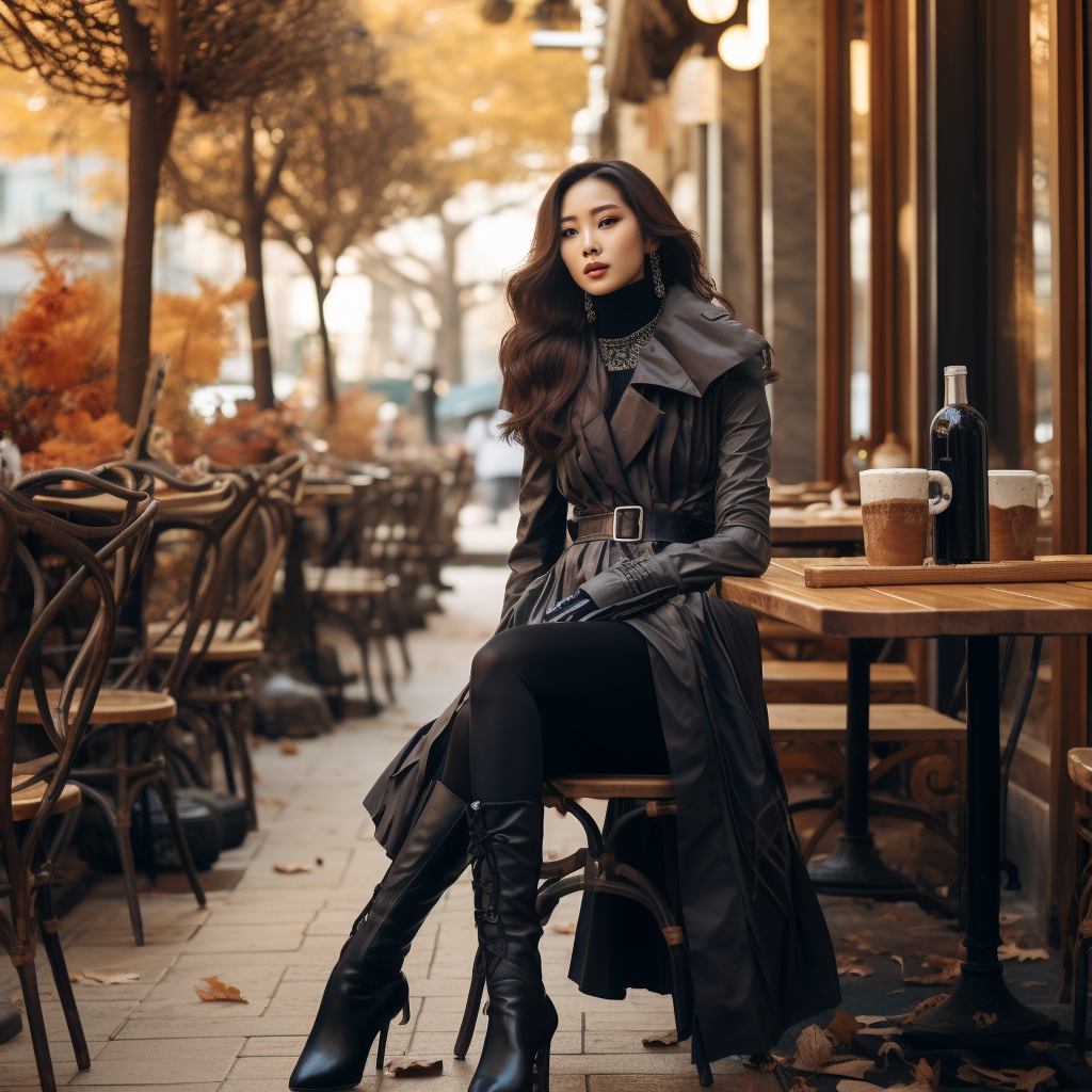 Young Korean Woman in Fashionable Fall Attire