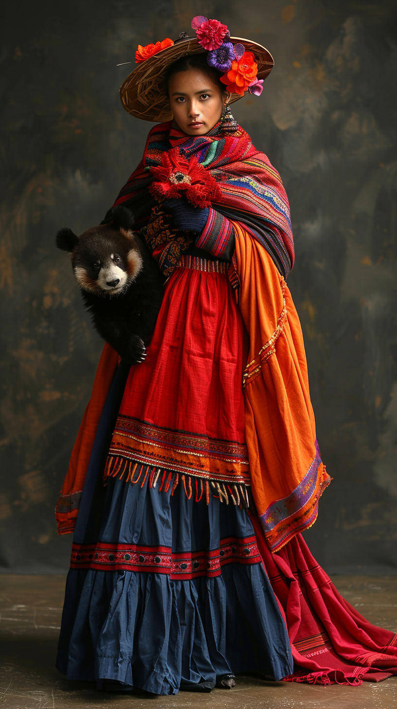 Fashionable panda at cultural show