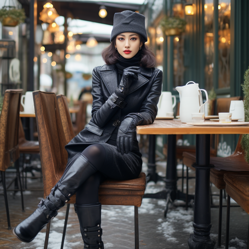 Stylish Korean woman in winter attire