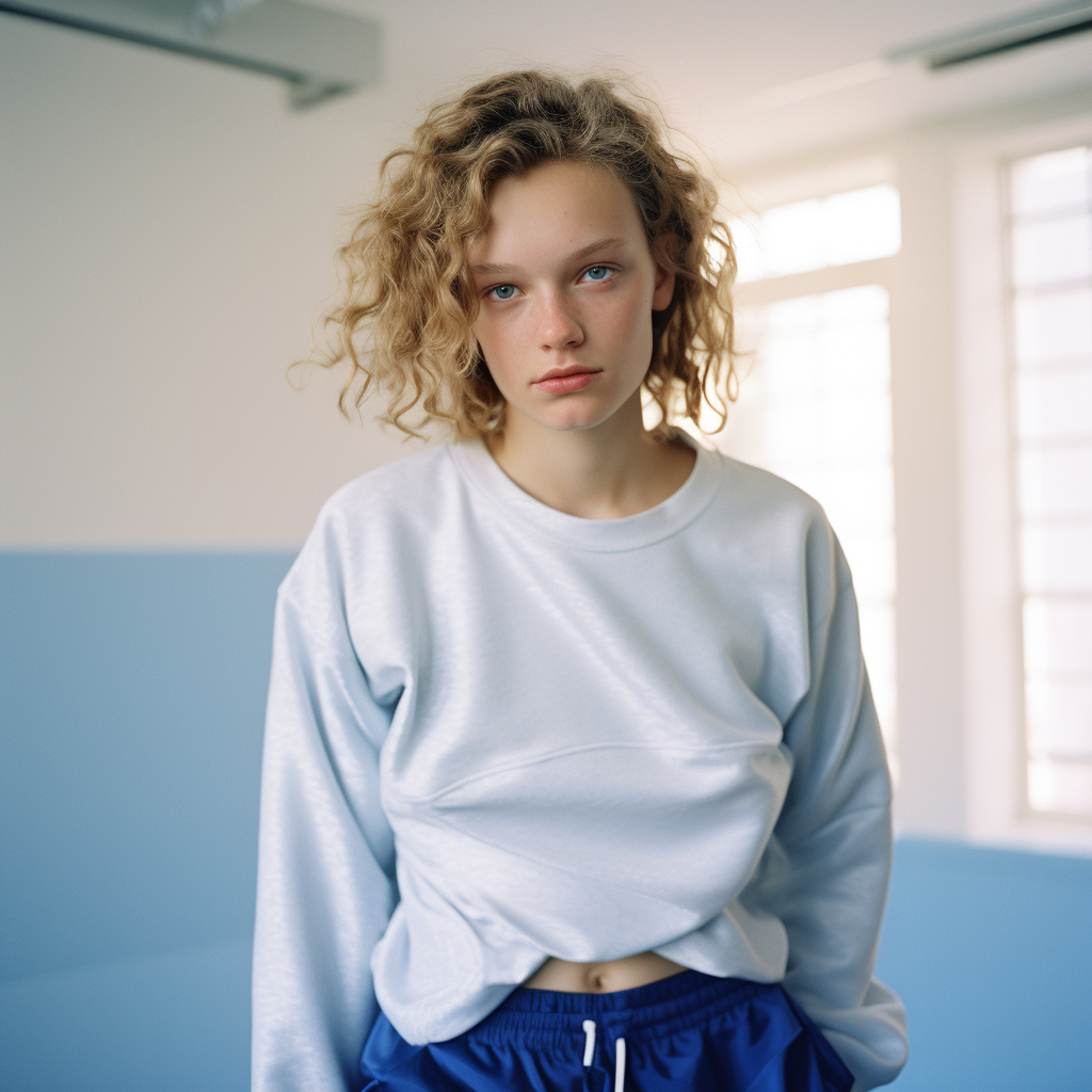 Fashionable woman in dance studio wearing activewear