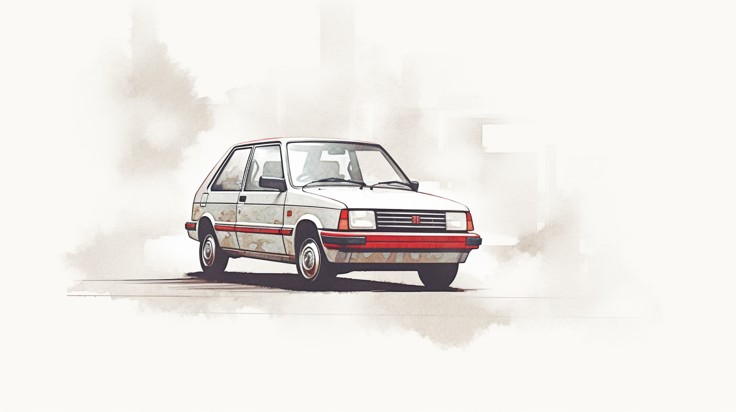 Sketch of a fast-moving Mehran car