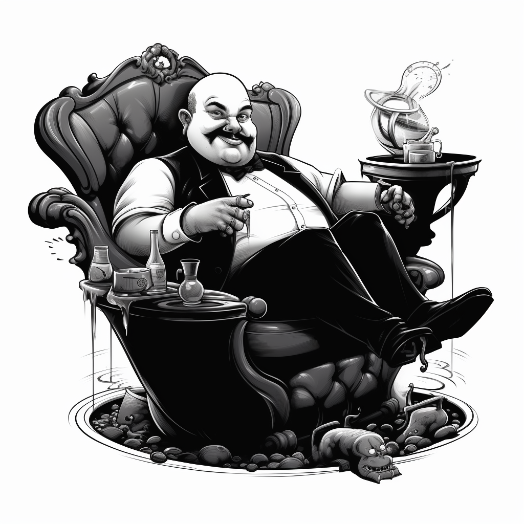 Fat bald man in bathtub smoking