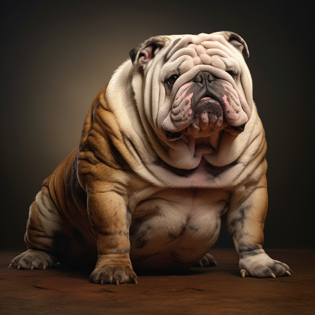 Cute bulldog with a hefty build