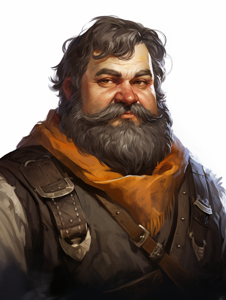 Portrait of a Fat Dwarf Merchant with Braided Beard