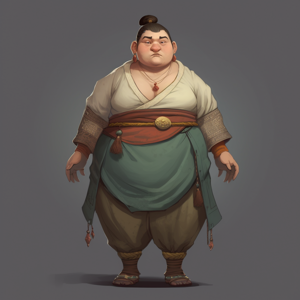 Charming fat elf in monk clothes