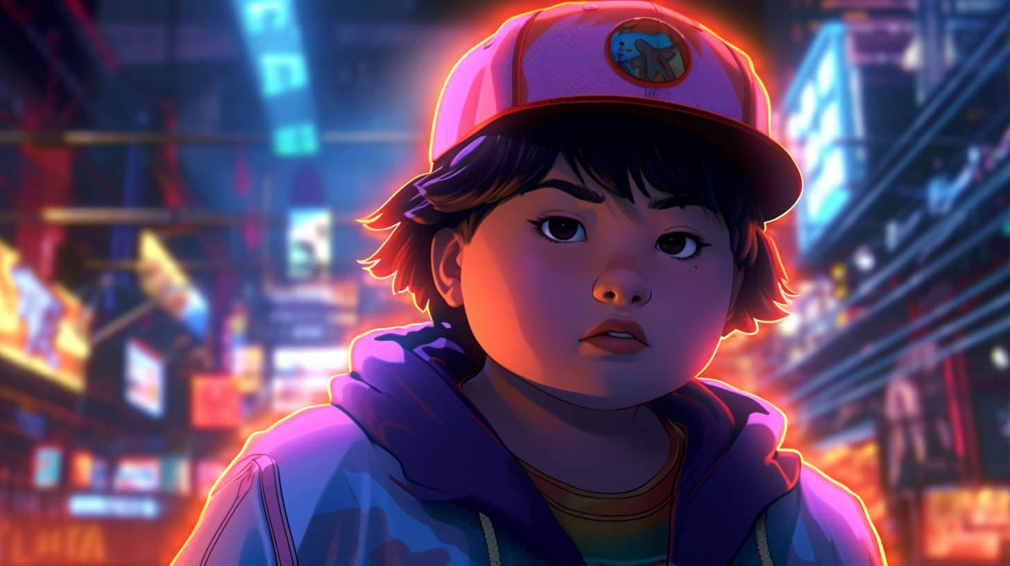 Fat Japanese Boy with NBA Hat