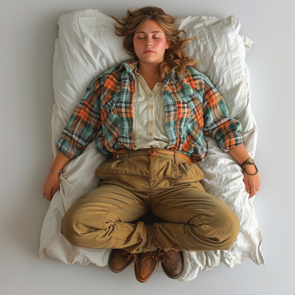 Plus Size Woman Laying Down on White Blanket