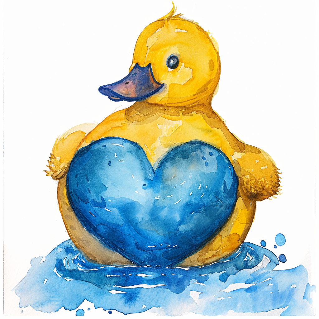 Fat rubber duck heart painting