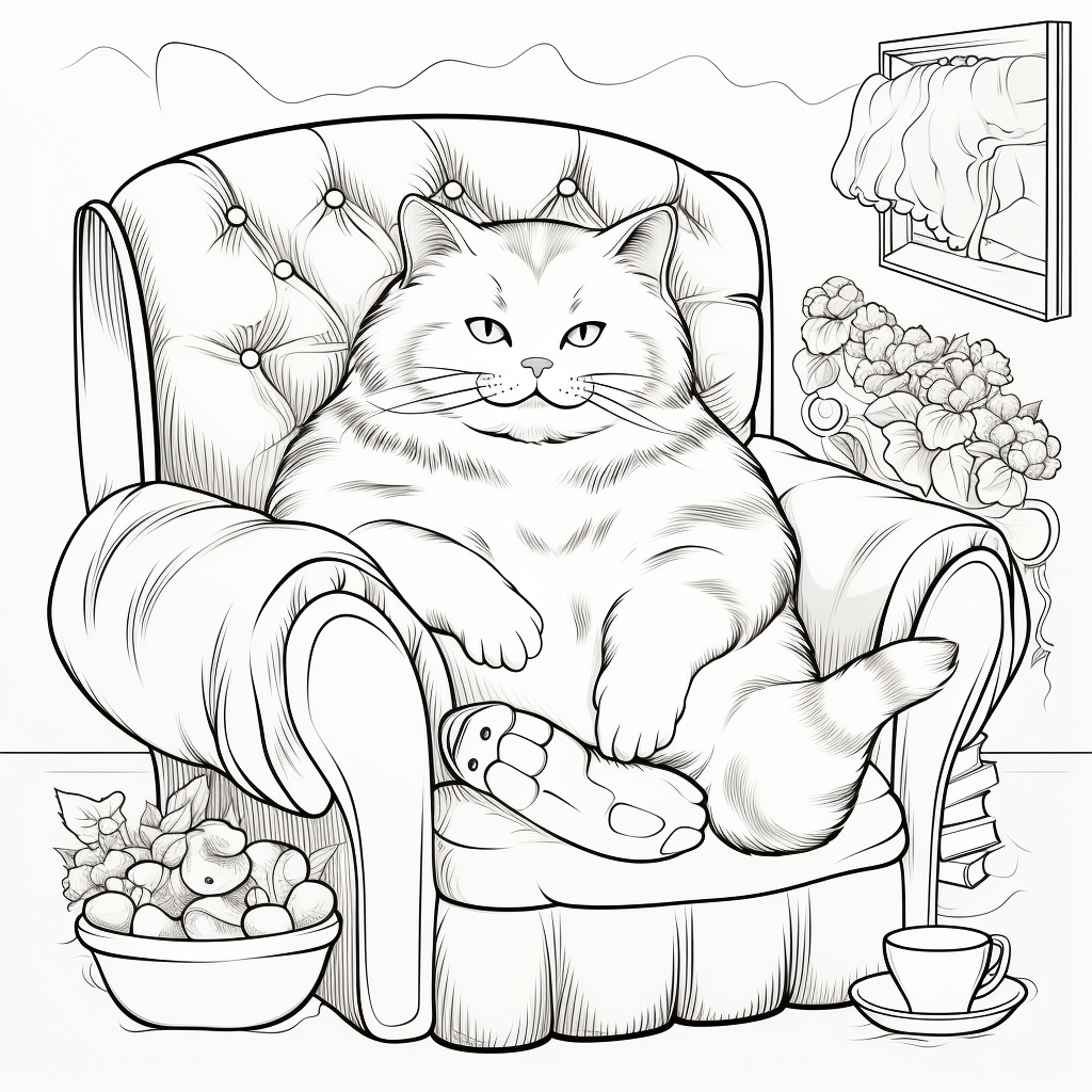 Cute fat tabby cat in armchair