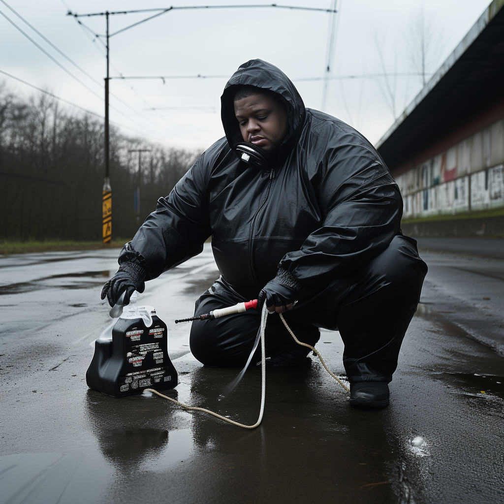 Image of a fat UK drill artist with graffiti spray can