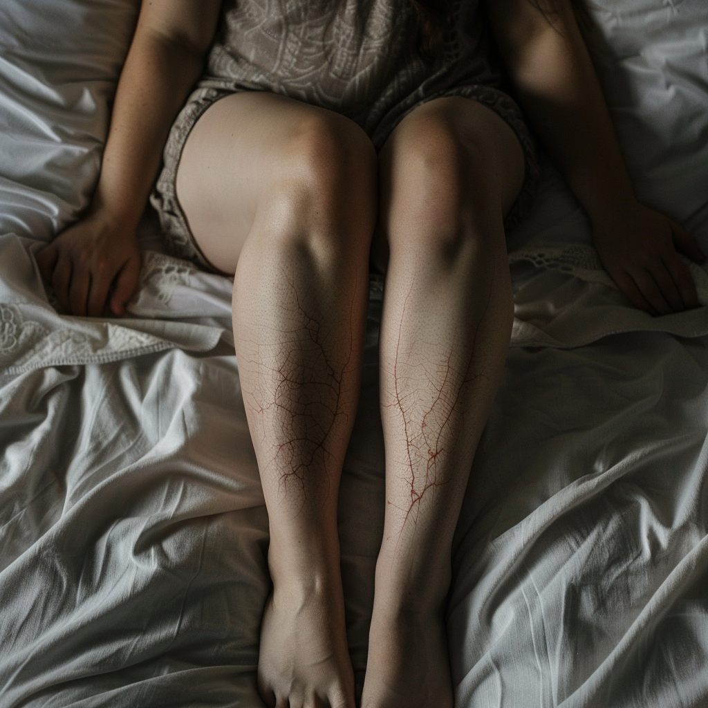 Woman with spider veins on legs