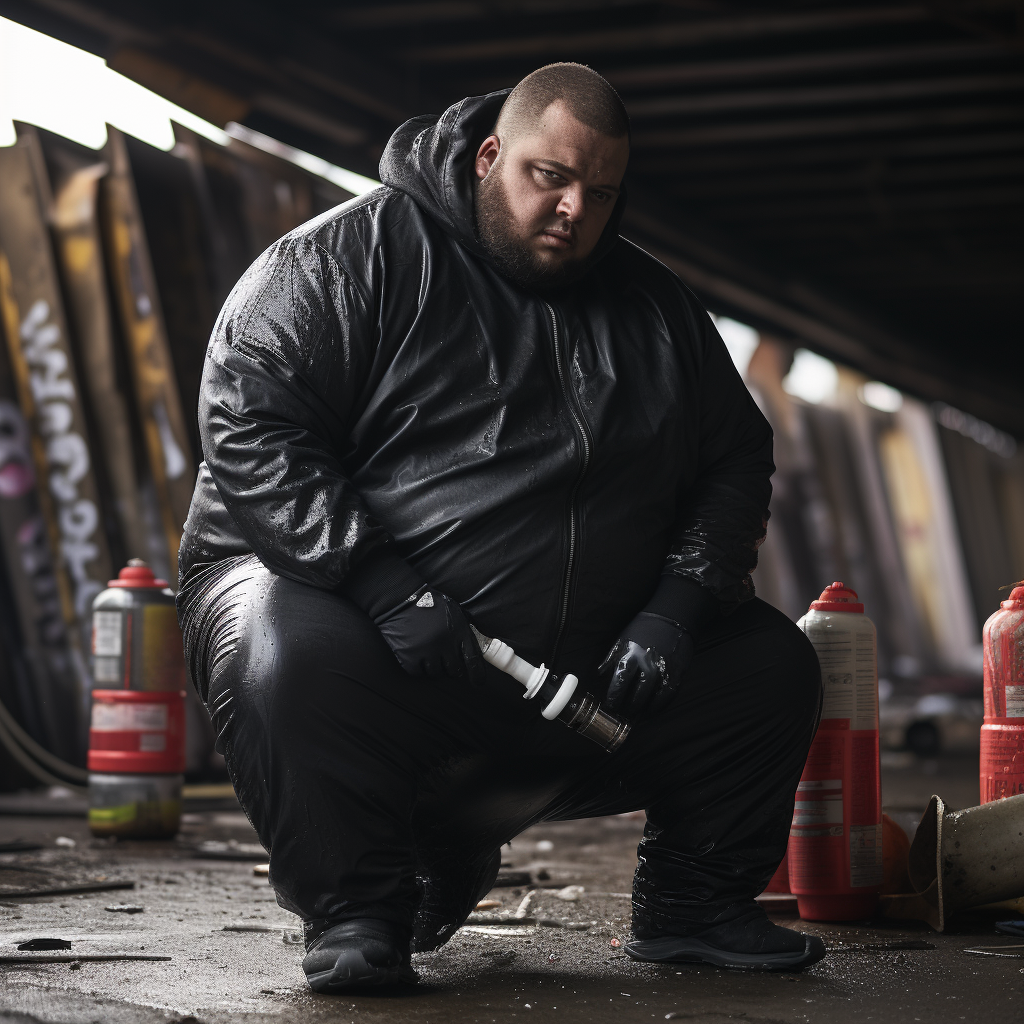 Obese UK Drill Artist with Spray Can