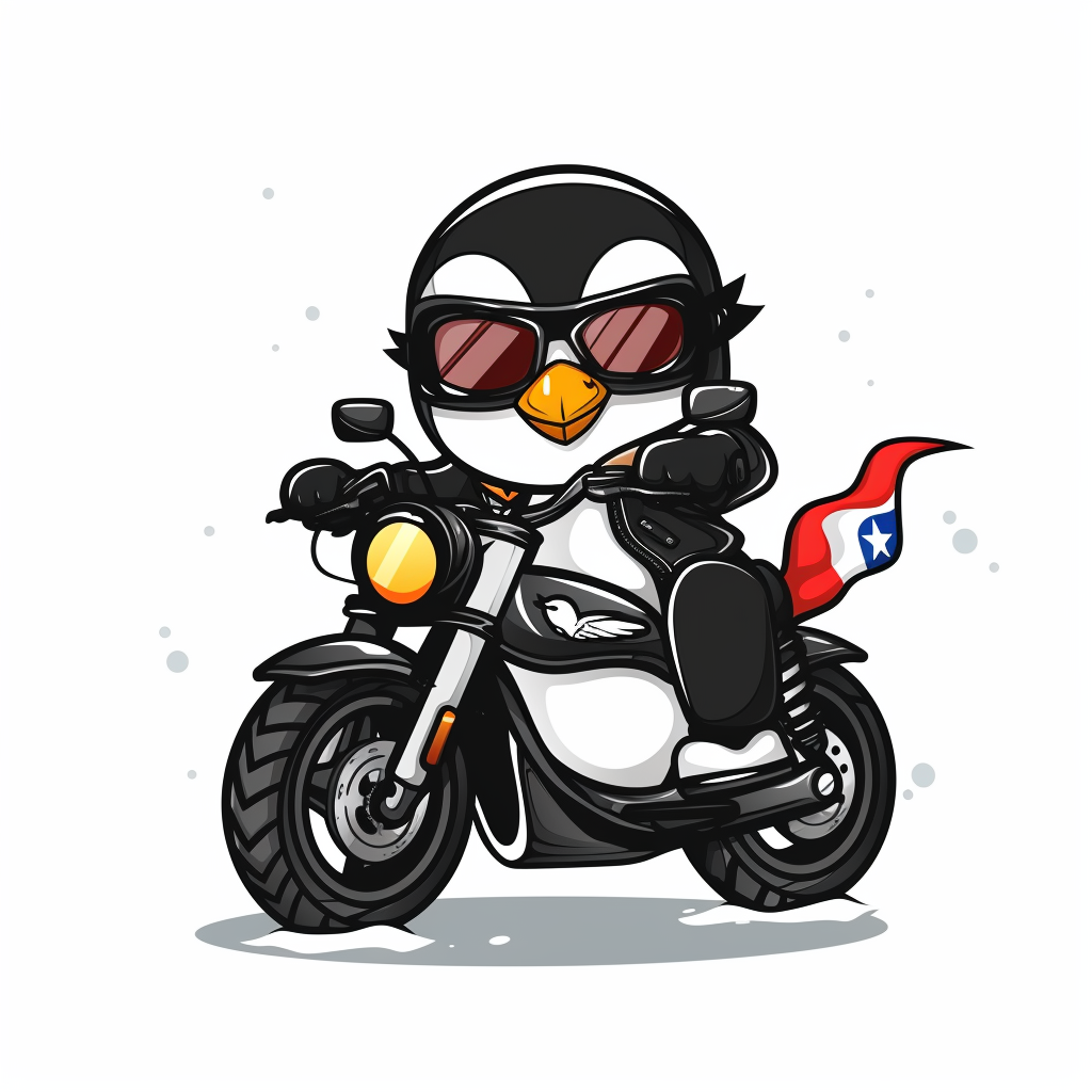 Penguin Motorcycle Rider Cartoon