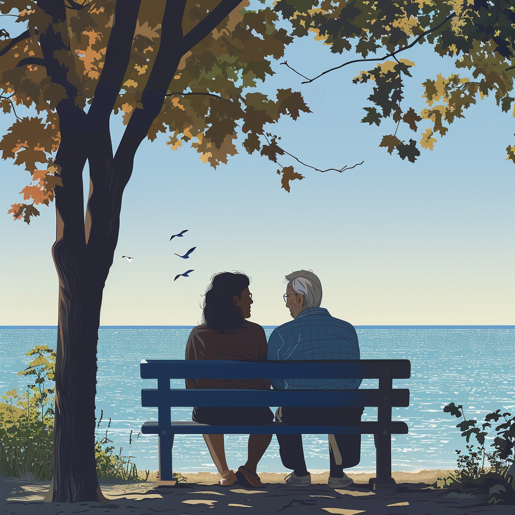 Father Daughter Lake Michigan Loving