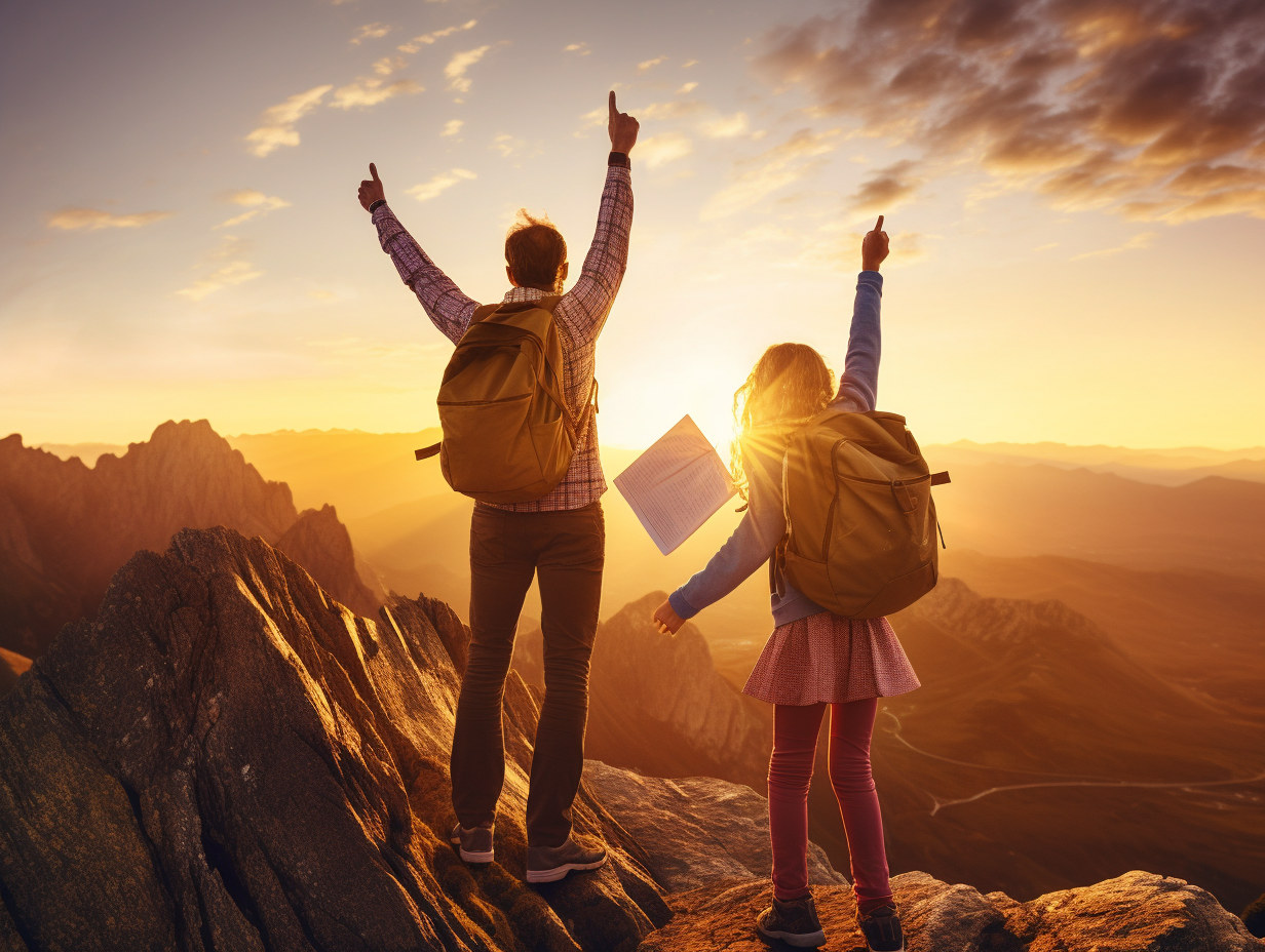 Father and Daughter High Fiving over Homework