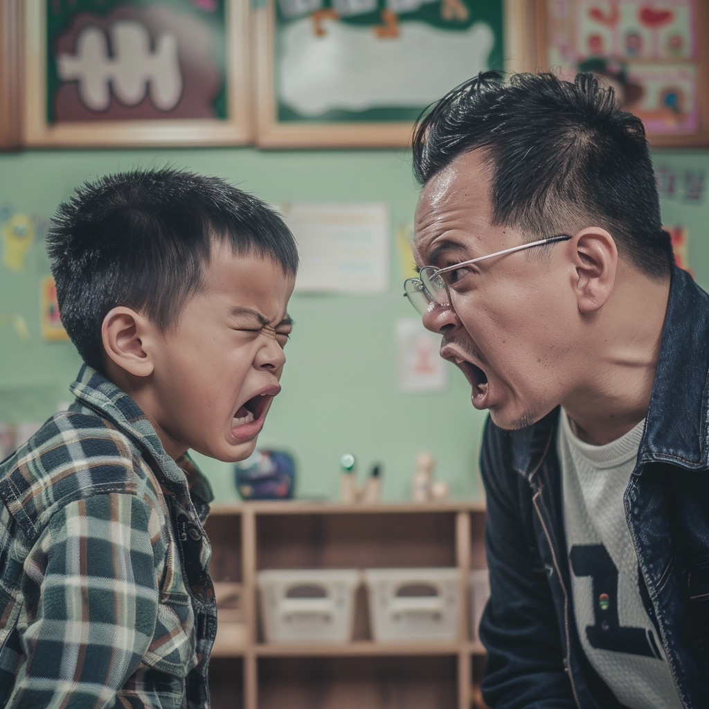 Father and teacher meeting emotions