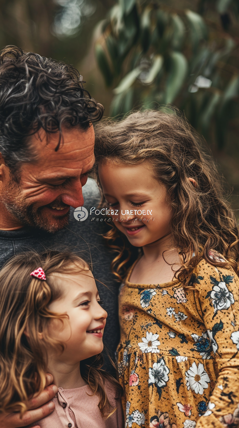 Father smiling at two daughters on IMAX Laser