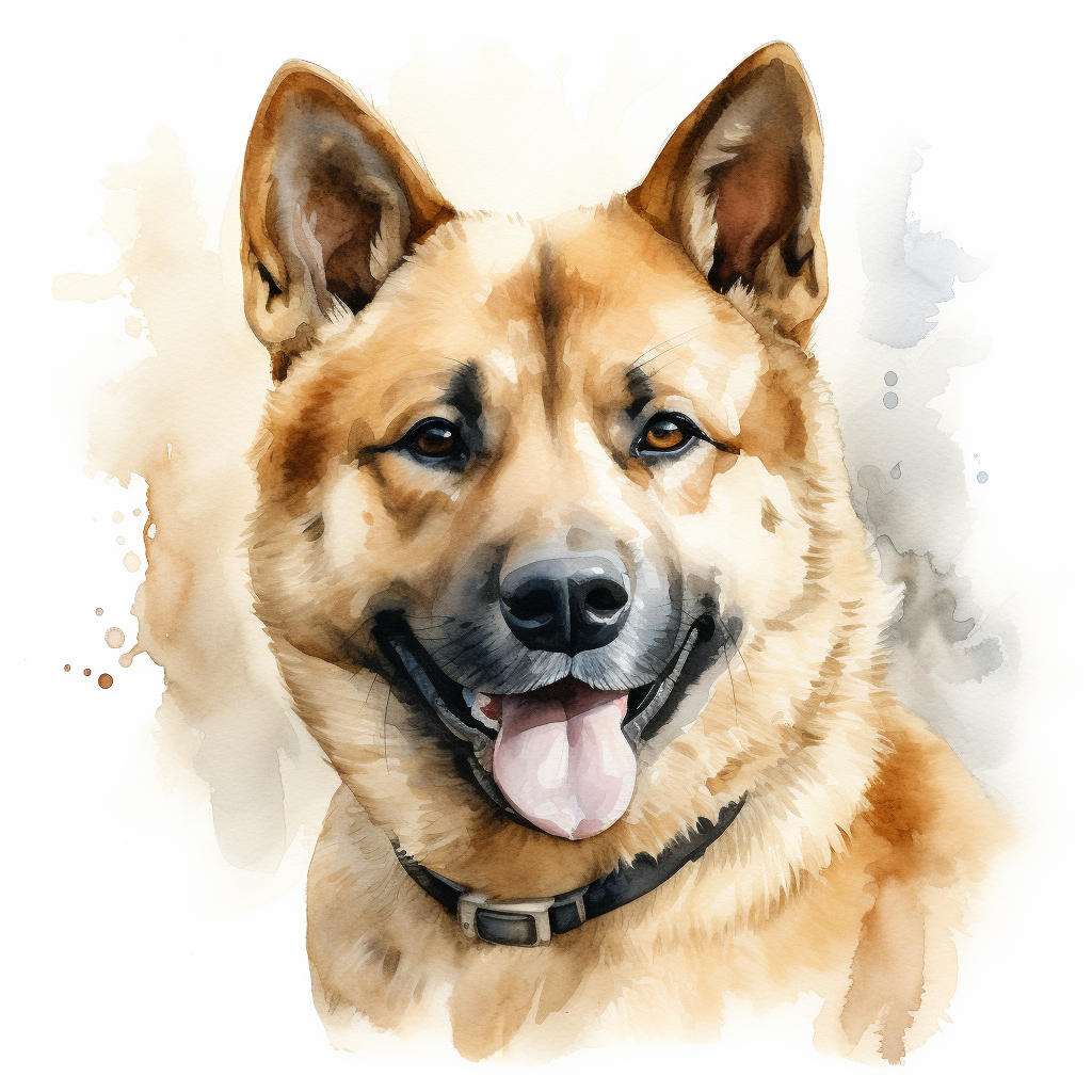 Fawn American Akita dog portrait