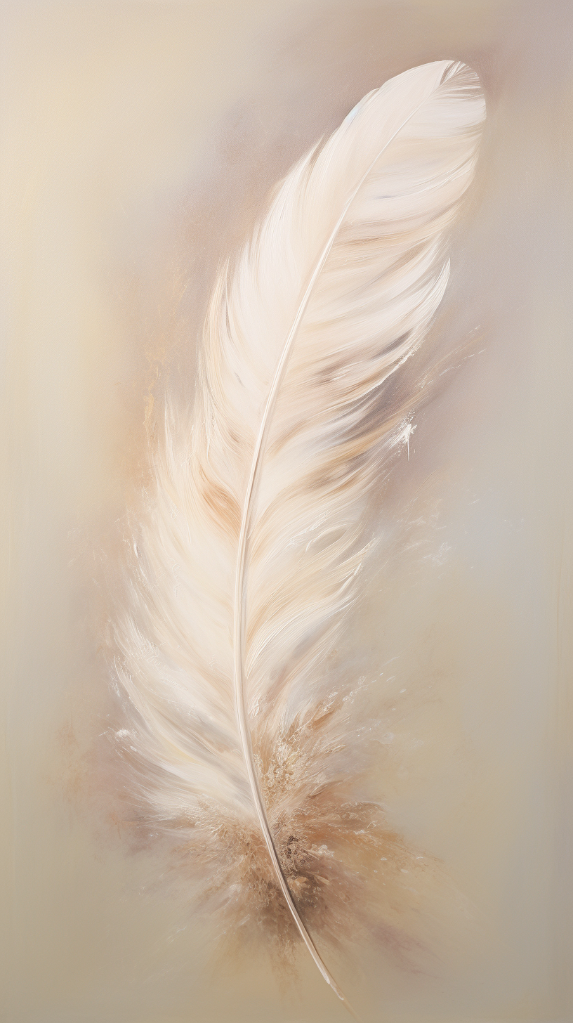 Beautiful feather oil painting on neutral background