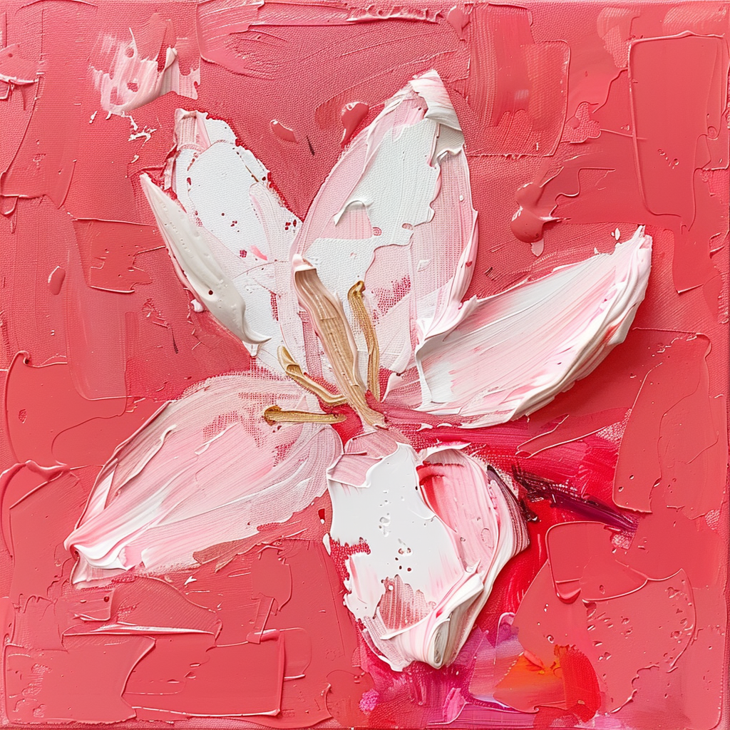 Pink Red February Birth Flower Painting