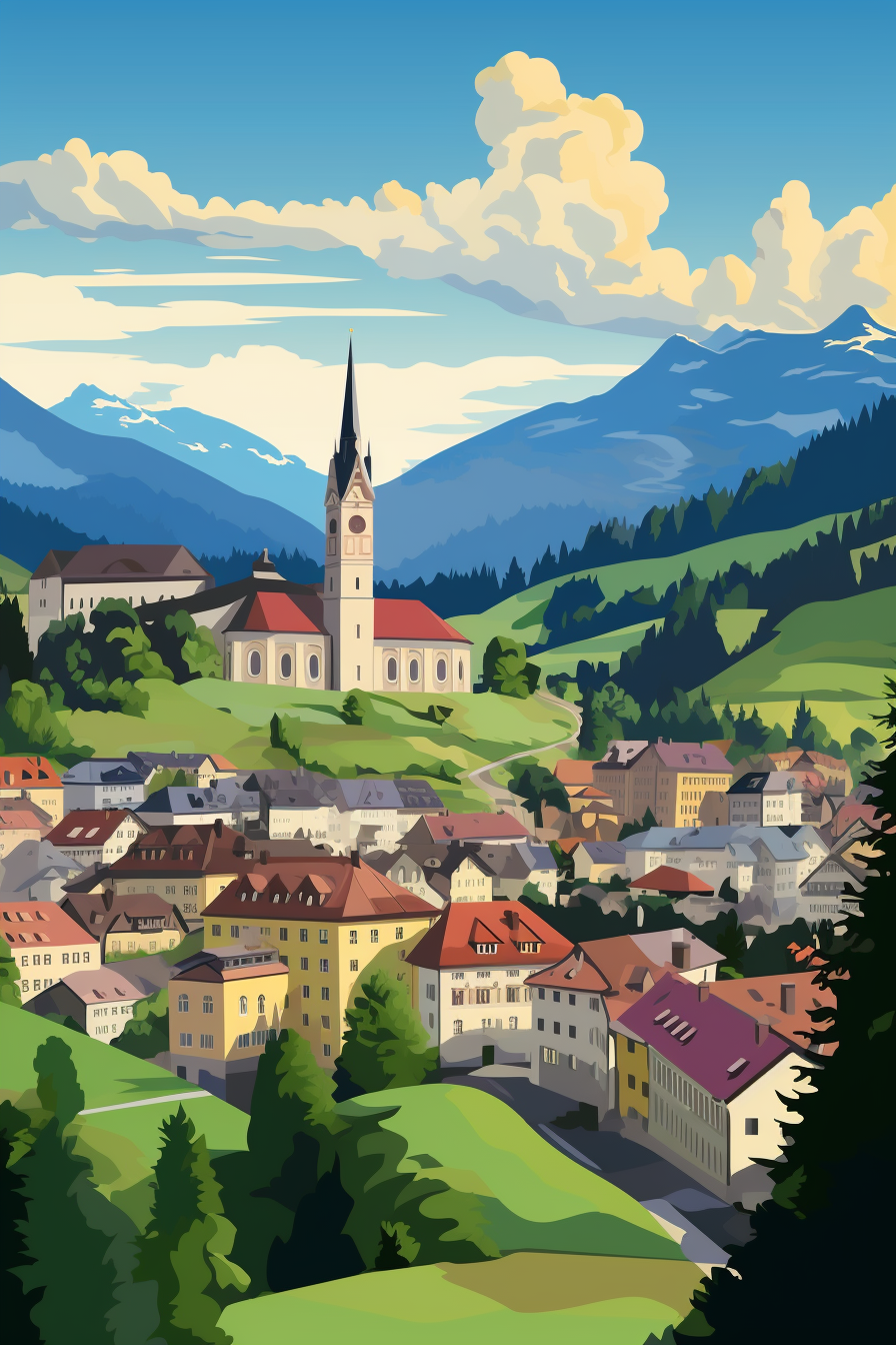 Beautiful Feldkirch vector art depiction