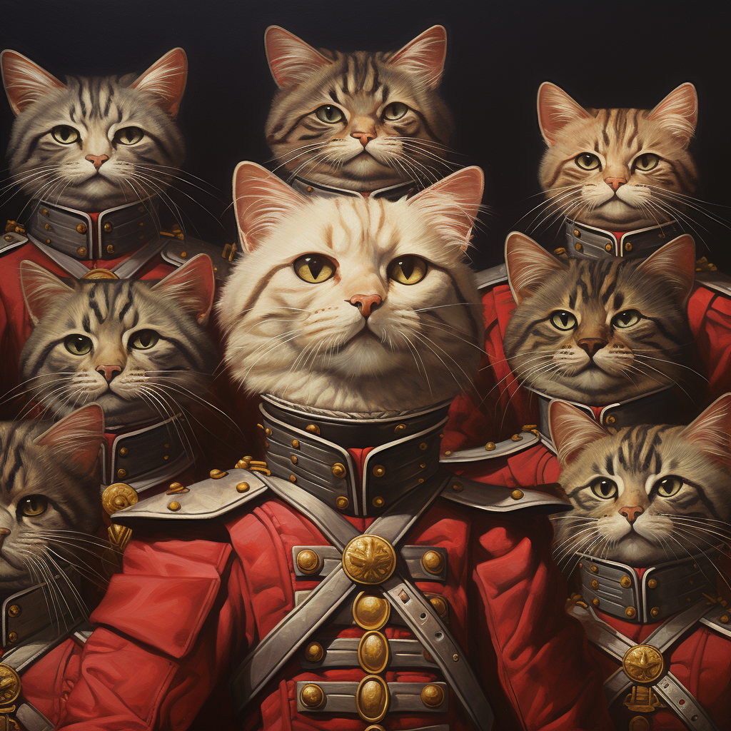 Retro feline army in action