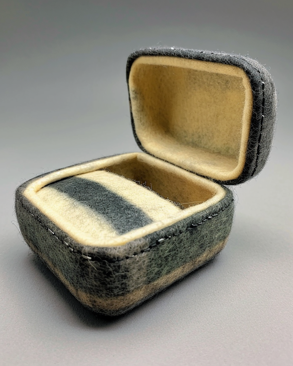 Needle Felted Bento Box Cream Grey