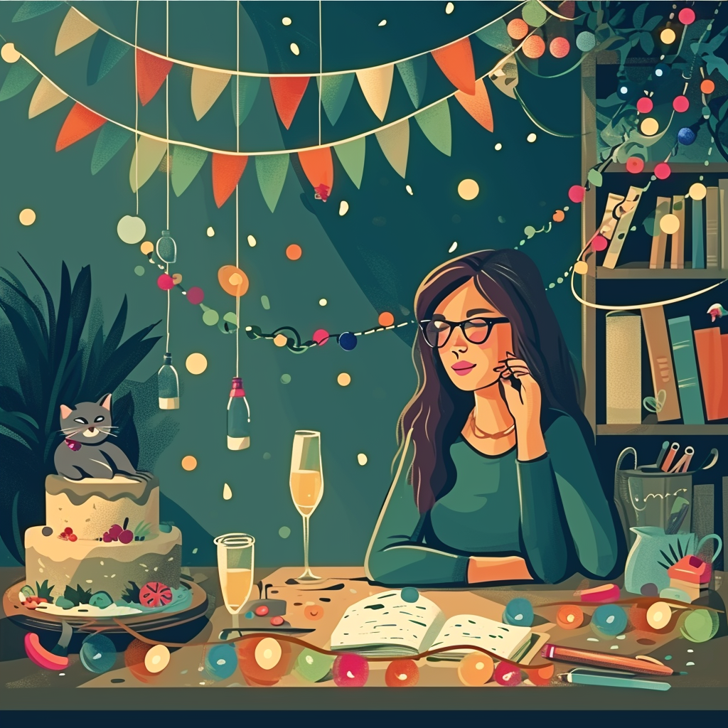 Female accountant celebrating new year in the office