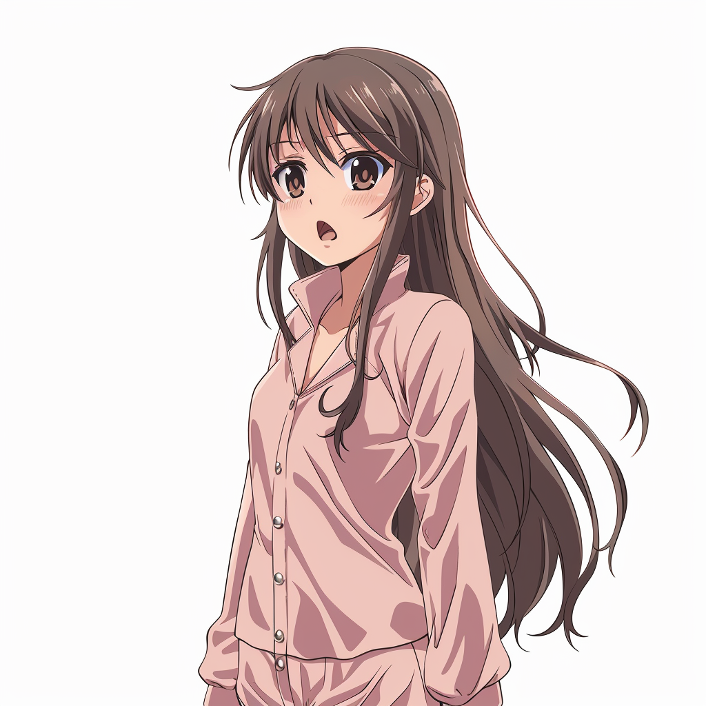 Cute anime girl in pink pajamas