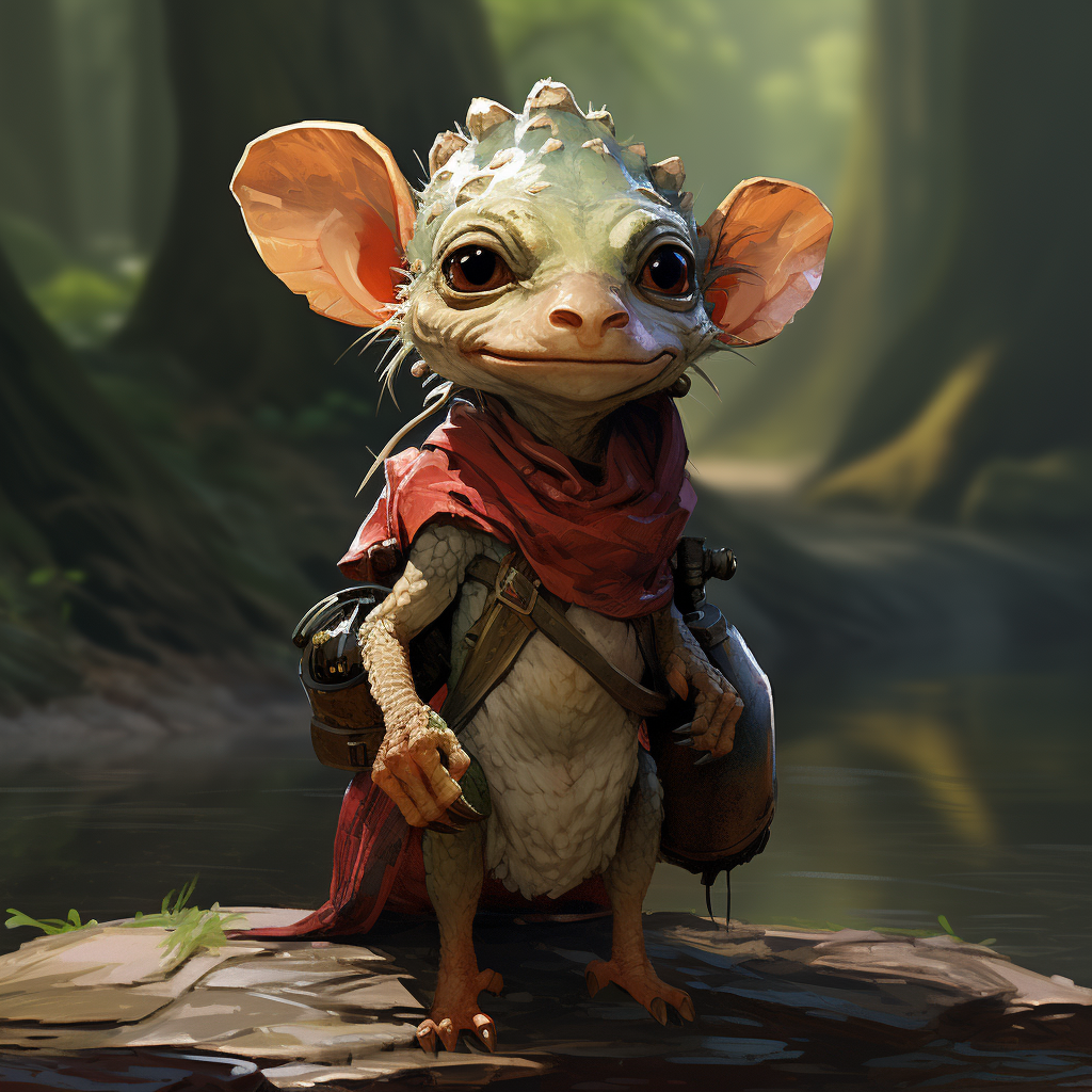 Adorable female baby kobold without ears