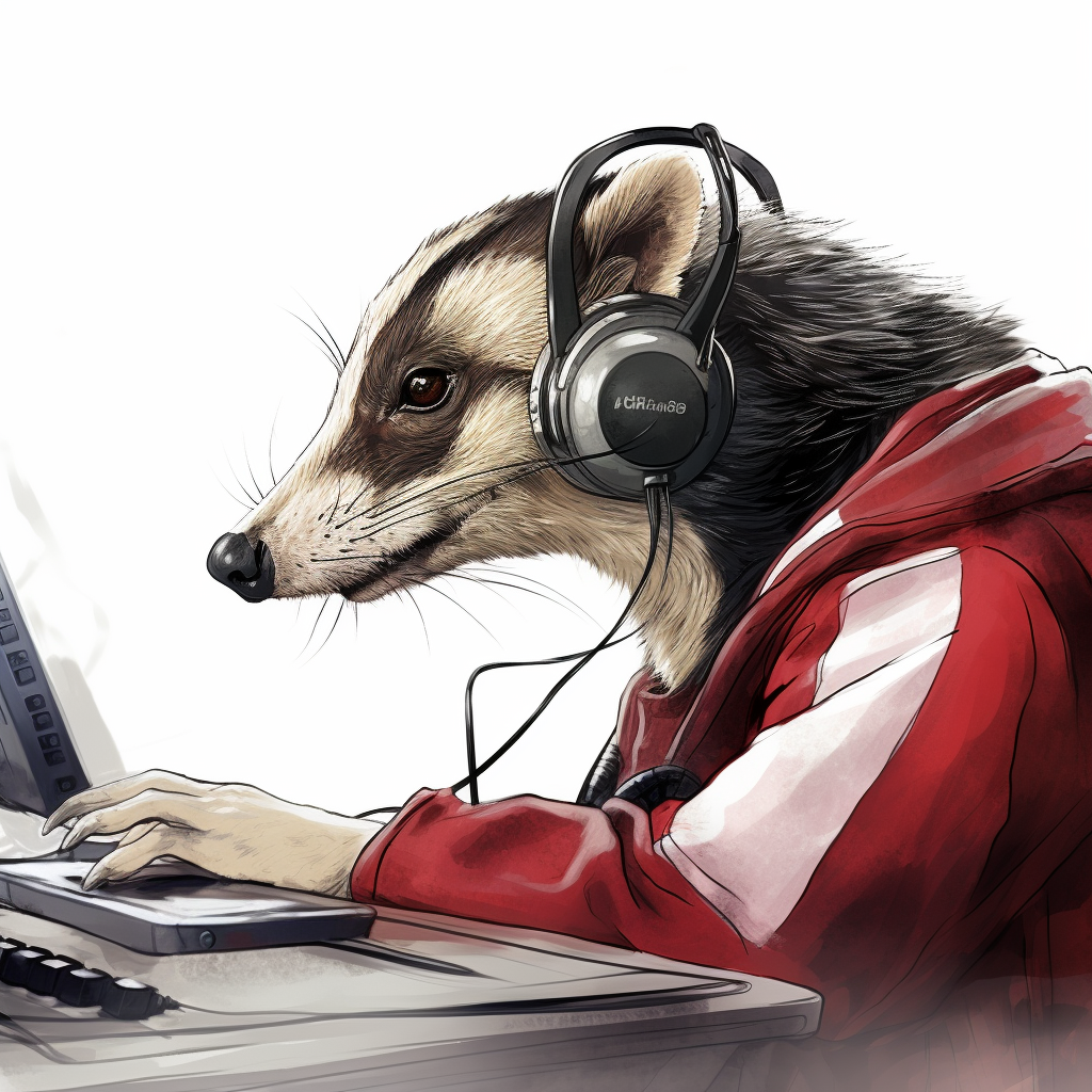 Female badger in call center headset