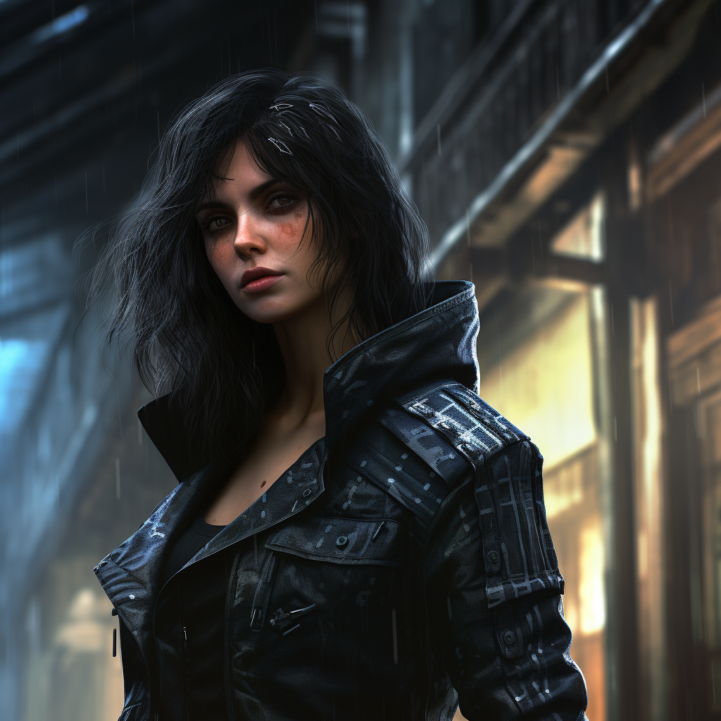 Stylish Female Bladerunner in Cyberpunk Setting