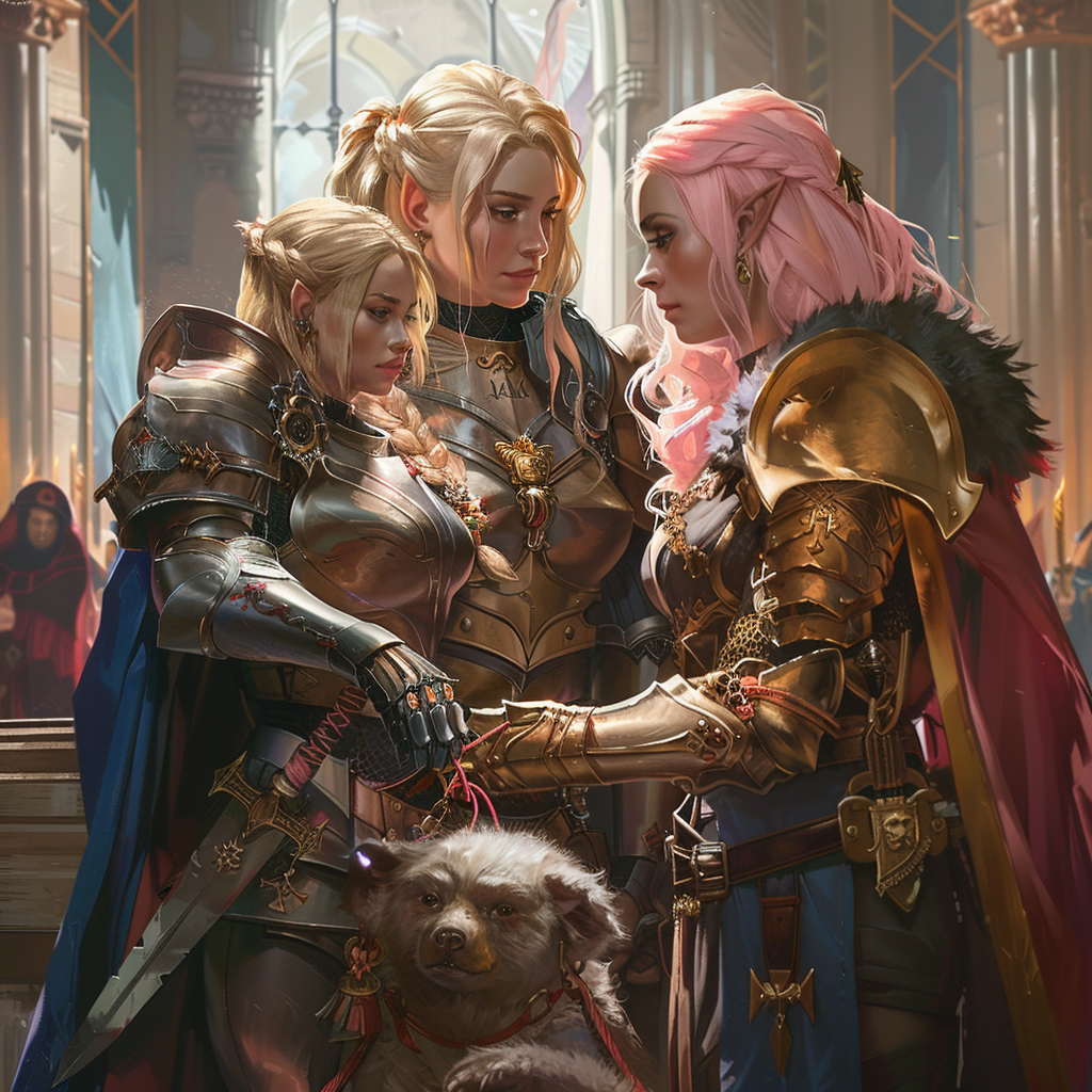 Blonde Paladin and Pink Hair Elf