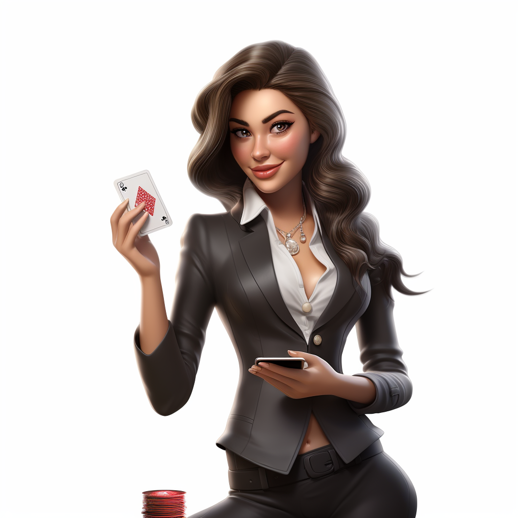 3D Realistic Female Casino Dealer Popping Out