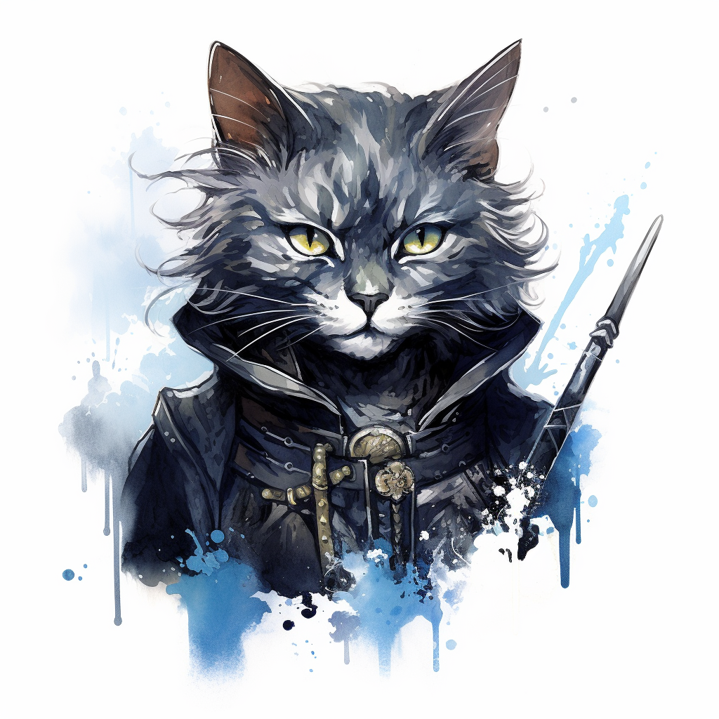 Mysterious catfolk rogue wielding rapier