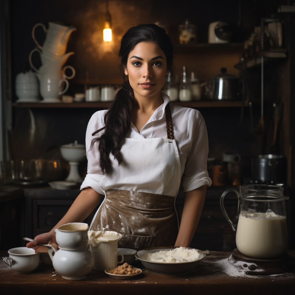 Female chef creating coffee recipes and bakery delights