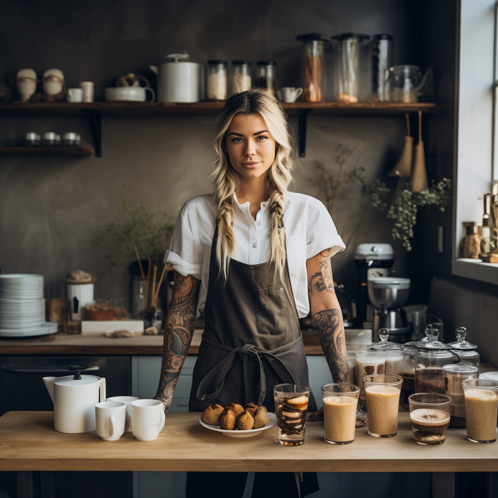 Female chef preparing coffee recipes