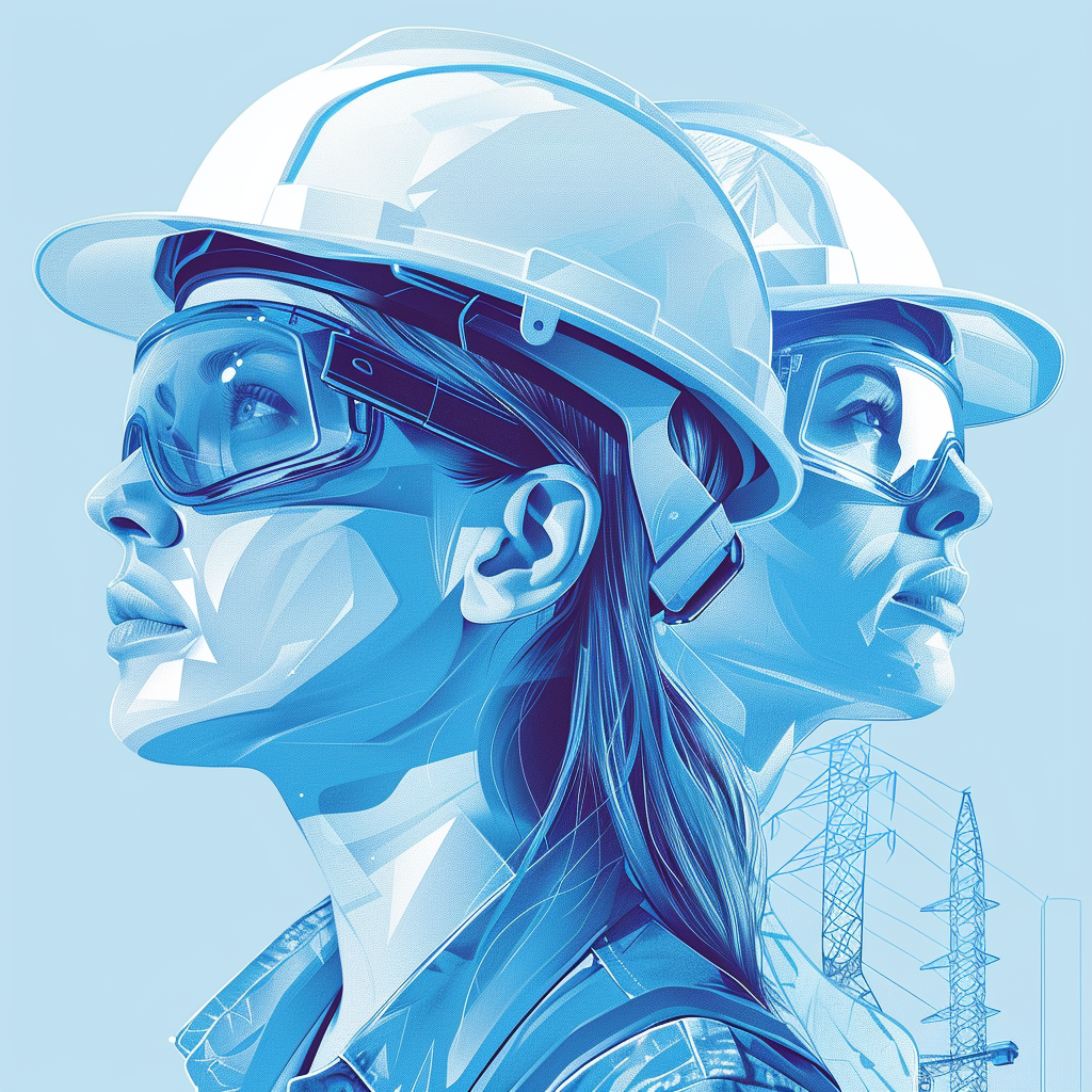 female civil engineers in helmets