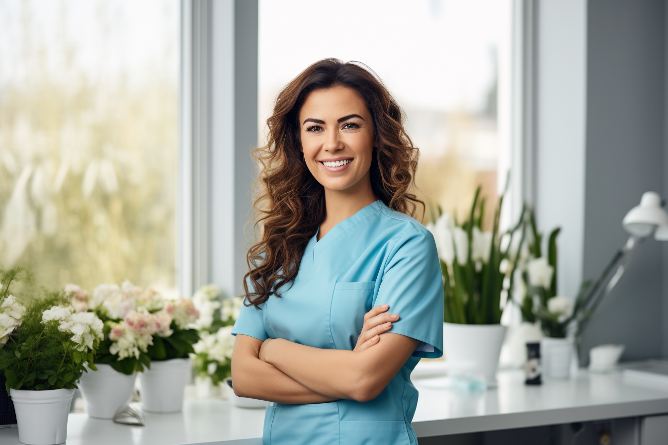 Female dentist in studio