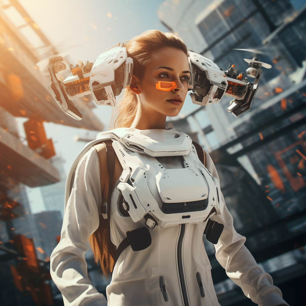 Female Doctor Astronaut in Futuristic Space Suit