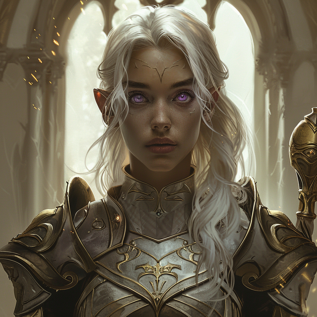 Female Elf Cleric in Fantasy Artstyle