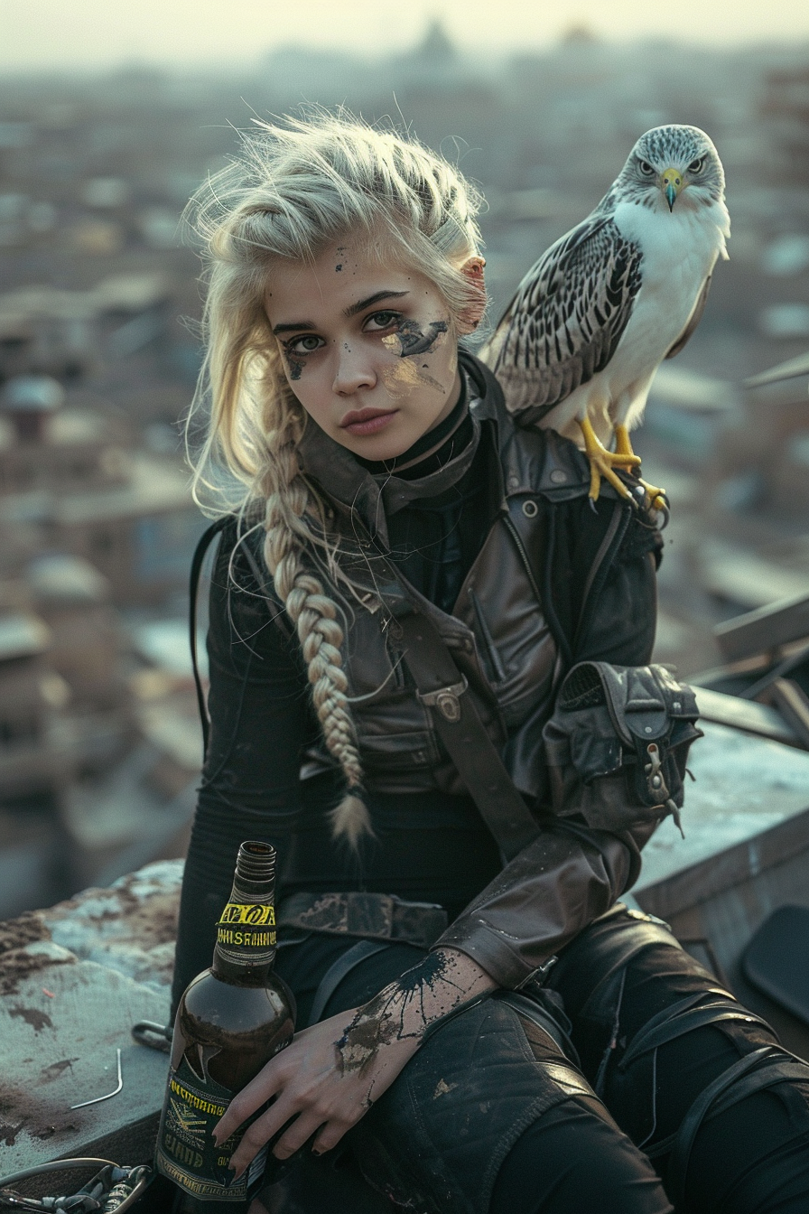 Beautiful Female Elf with White Hawk