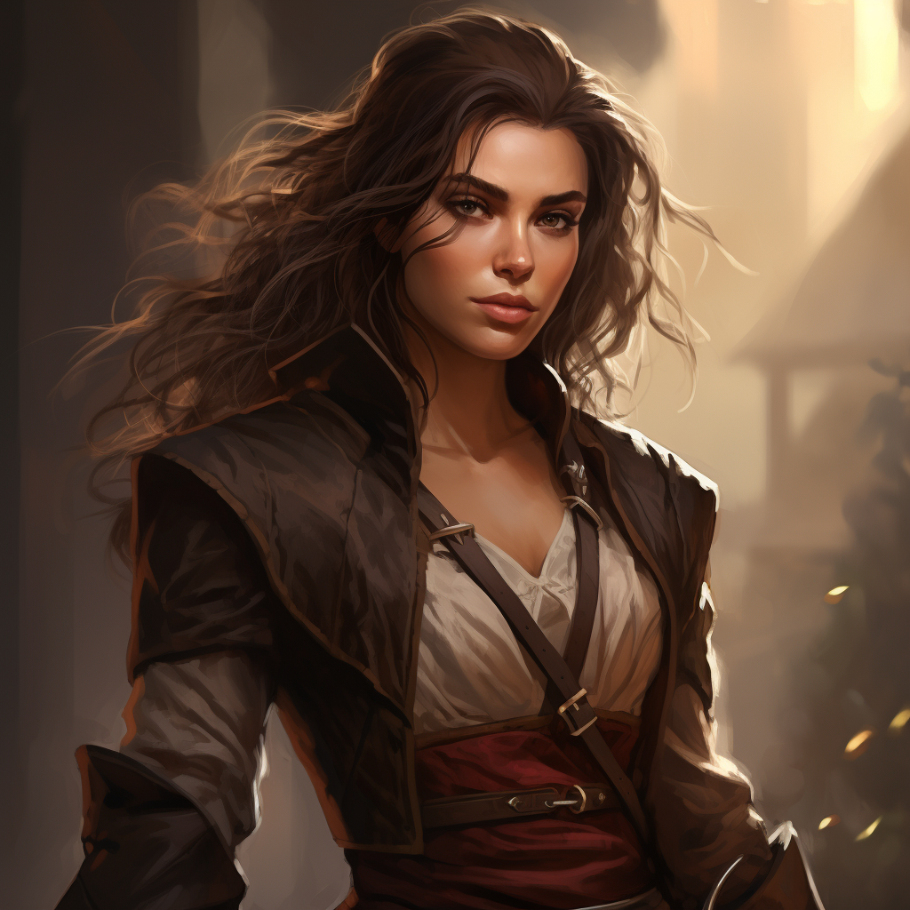 Female Elf with Brown Hair and Rogue Dagger