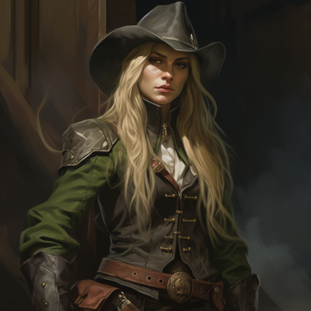 Image of a stern and unflappable female elf sheriff