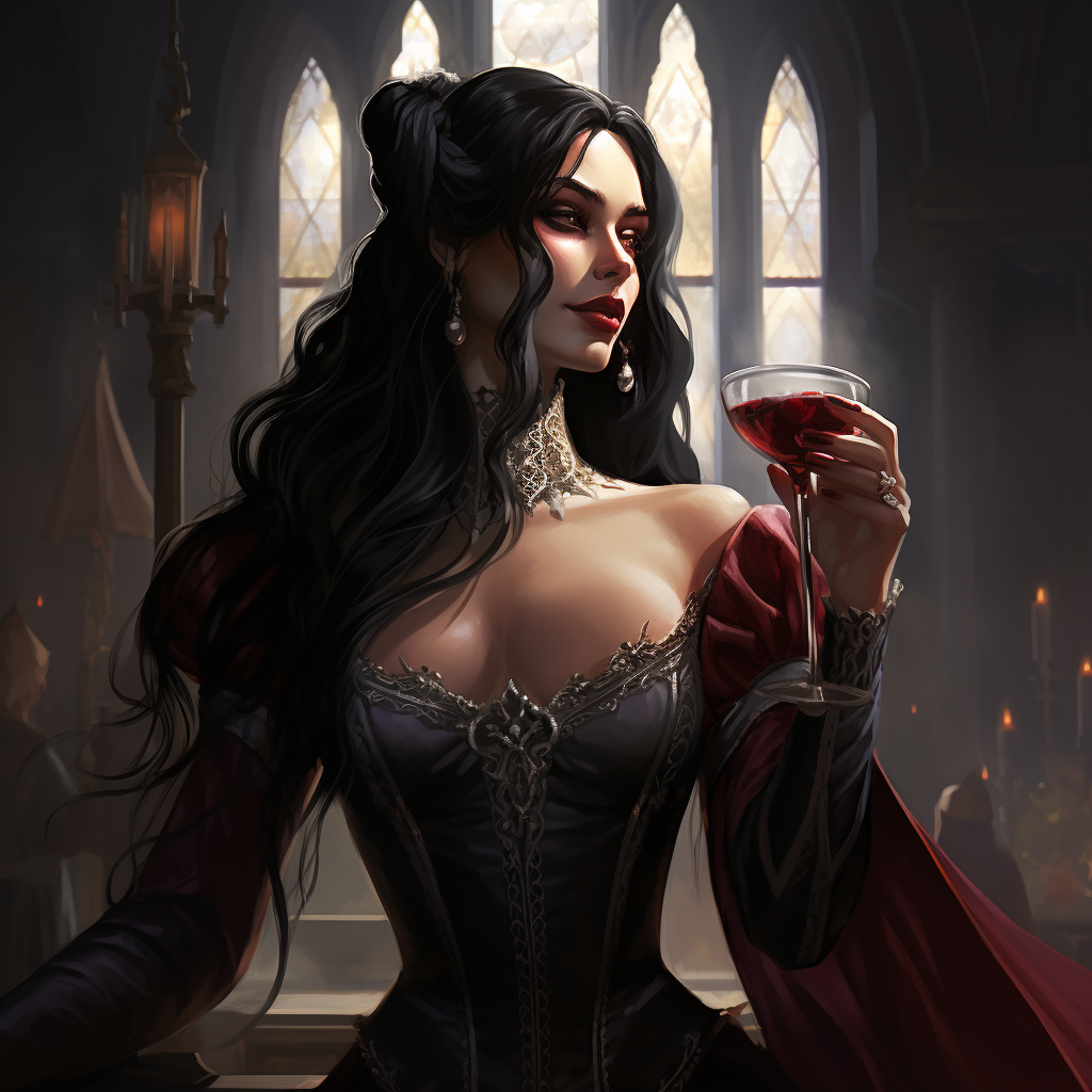 Female elf vampire in ballroom gown