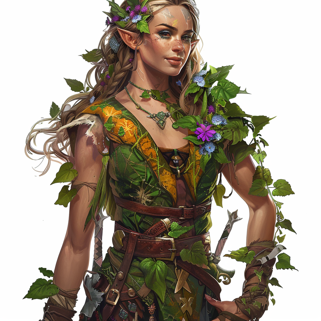 Female Elven Druid Smiling Art