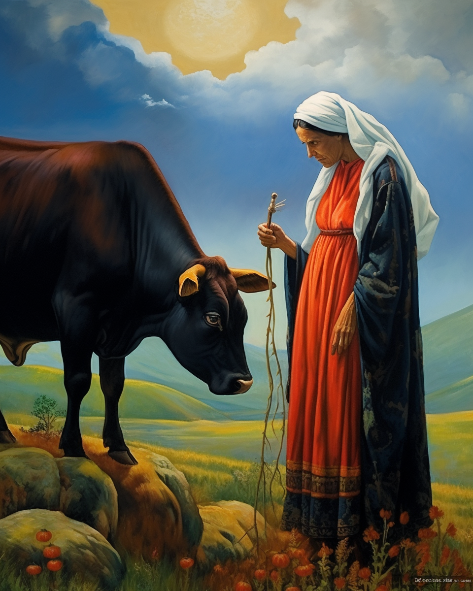 Beautiful Female Farmer with Cow